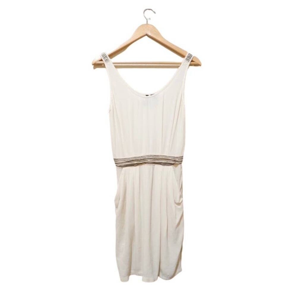Mango dress light cream with metallic embellishment.